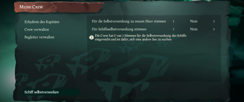 Versenkt Euer Schiff selbst, um an einem anderen Ort neu zu starten.