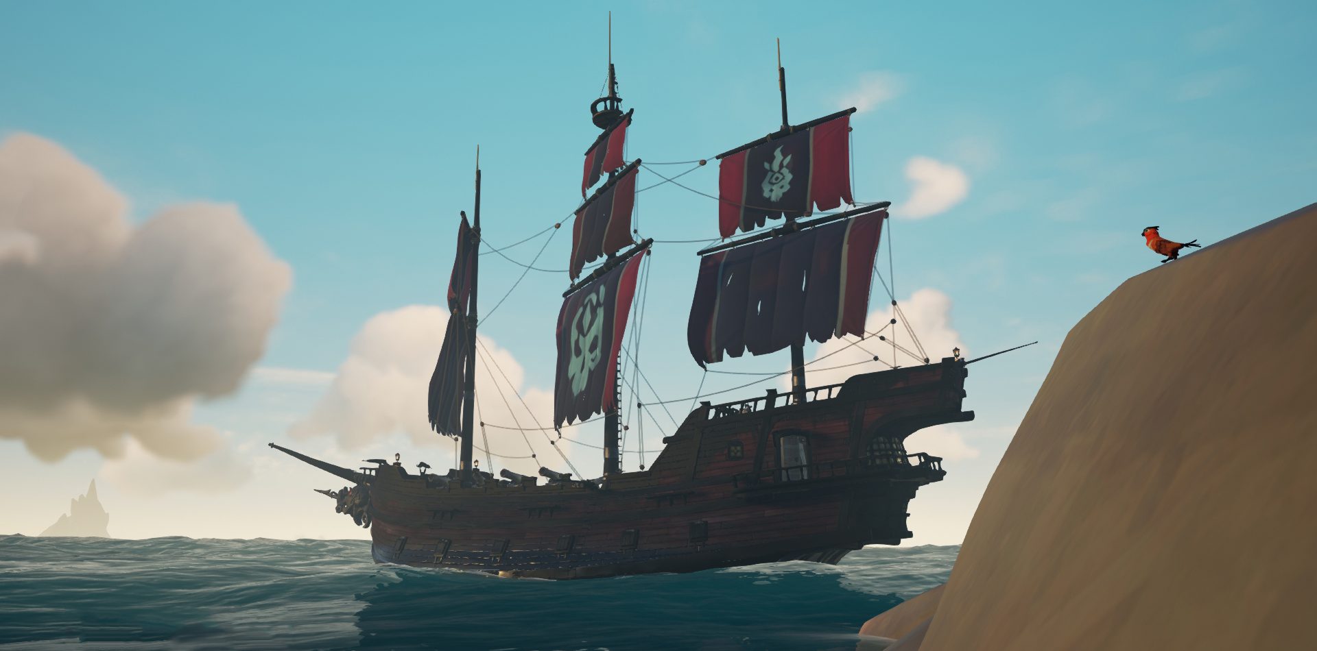 Die Galeone, oder auch der Dreimaster, ist das größte Schiff in Sea of Thieves